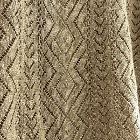 Judith Hart Vtg Gold Metallic Front Tie Bow Vneck Cardigan 3/4 Sleeve Size Large - Picture 4 of 6